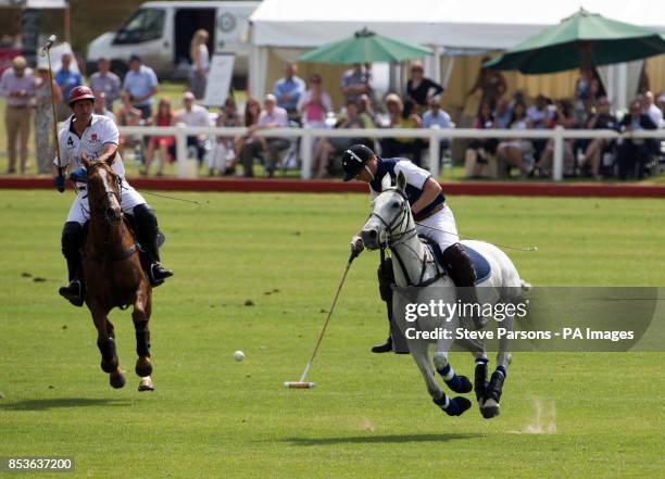 The Duke of Cambridge playing for Royal Salute competes in the Goldin Group Charity Polo during the Gloucestershire Festival of Polo at the Beaufort...