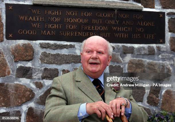 Lord Elgin, a direct descendant of Robert the Bruce, sits beside the Borestone Cairn in the Rotunda, as a wreath is laid at the Borestone Marker...