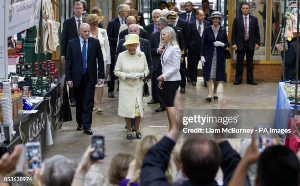 Queen Elizabeth II and the Duke of Edinburgh arrived for a visit to St. Georges Market in Belfast, on day two of their visit to Northern Ireland.