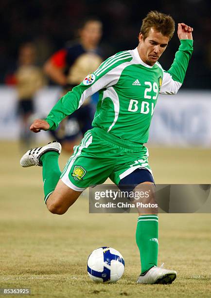 Joel Griffiths of Beijing Guoan competes during the AFC Champions League Group E match between Beijing Guoan and Newcastle Jets FC at Beijing...