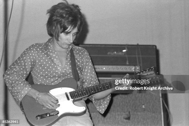 Photo of JEFF BECK GROUP and Rod STEWART; performing live onstage with the Jeff Beck Group at the Shrine Auditorium, playing modified twelve string...