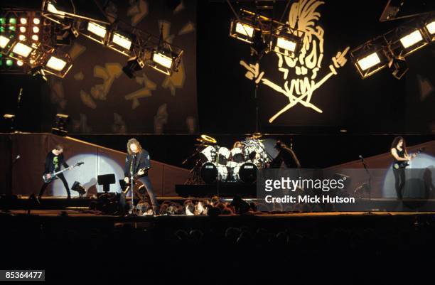 Photo of METALLICA, performing live onstage, showing stage and lighting