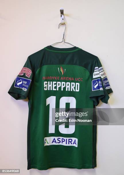 Cork , Ireland - 25 September 2017; A general view of the jersey assigned to Karl Sheppard hanging in the dressing room ahead of the SSE Airtricity...