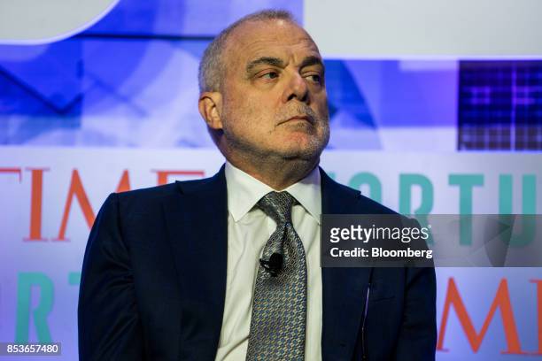 Mark Bertolini, chairman and chief executive officer of Aetna Inc., listens during the CEO Initiative event in New York, U.S., on Monday, Sept. 25,...