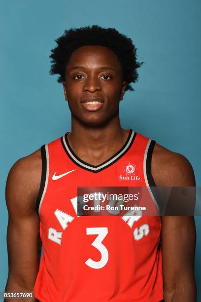 Anunoby of the Toronto Raptors poses for a head shot during Media Day on September 25, 2017 at the BioSteel Centre in Toronto, Ontario, Canada. NOTE...