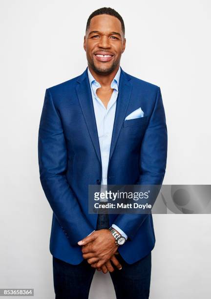 Media personality and former American football defensive end Michael Strahan poses for a portraits at the Tribeca TV festival at Cinepolis Chelsea on...