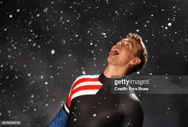 Luger Tucker West poses for a portrait during the Team USA Media Summit ahead of the PyeongChang 2018 Olympic Winter Games on September 25, 2017 in...