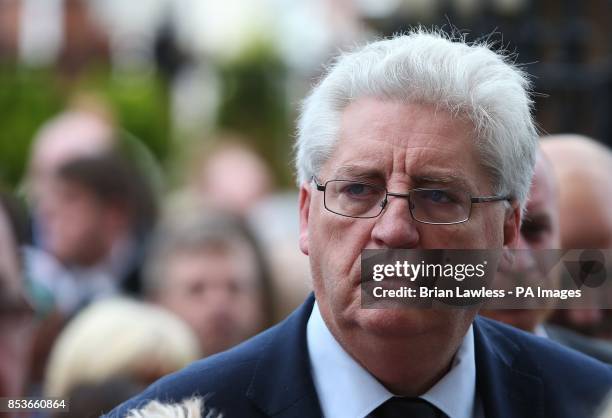 Leader Alastair McDonnel attends the funeral of Gerry Conlon, who was wrongly convicted of the 1974 IRA Guildford pub bombing, at St Peter's...