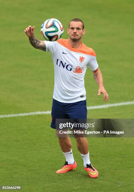 Wesley Sneijder during the training session at Estadio Jose Bastos Padilha, Rio de Janeiro, Brazil.