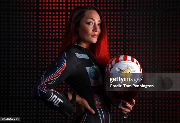 Skeleton racer Katie Uhlaender poses for a portrait during the Team USA Media Summit ahead of the PyeongChang 2018 Olympic Winter Games on September...