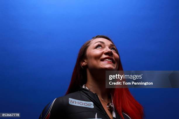 Skeleton racer Katie Uhlaender poses for a portrait during the Team USA Media Summit ahead of the PyeongChang 2018 Olympic Winter Games on September...