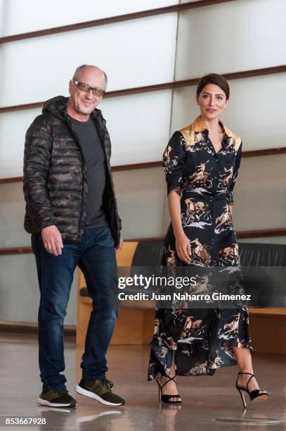 Daniel Araoz and Barbara Lennie attend 'Una Especie de Familia' photocall during 65th San Sebastian Film Festival on September 25, 2017 in San...