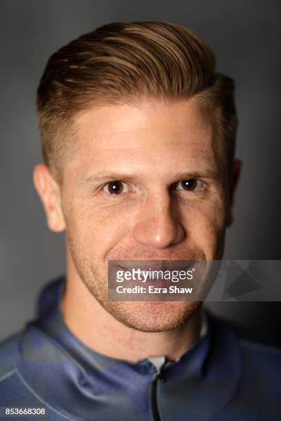 Skeleton racer John Daly poses for a portrait during the Team USA Media Summit ahead of the PyeongChang 2018 Olympic Winter Games on September 25,...