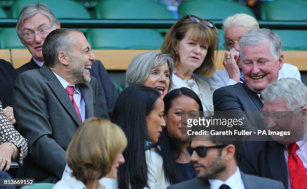 Michel Roux Jr and his wife Giselle in the Royal Box on Centre Court during day nine of the Wimbledon Championships at the All England Lawn Tennis...