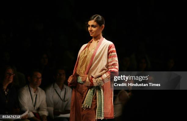 Models walk on Ramp in Anand Bhushan creation on the 2nd day of Lakme Fashion Week 2009.