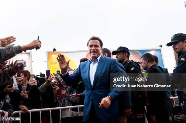 Arnold Schwarzenegger attends 'Wonders Of The Sea' premiere during 65th San Sebastian Film Festival on September 25, 2017 in San Sebastian, Spain.