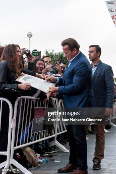 Arnold Schwarzenegger attends 'Wonders Of The Sea' premiere during 65th San Sebastian Film Festival on September 25, 2017 in San Sebastian, Spain.