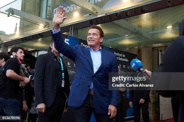 Actor Arnold Schwarzenegger attends the 'Wonder Of The Sea 3D' premiere at the Victoria Eugenia Teather during the 65th San Sebastian International...