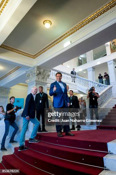 Arnold Schwarzenegger attends 'Wonders Of The Sea' premiere during 65th San Sebastian Film Festival on September 25, 2017 in San Sebastian, Spain.