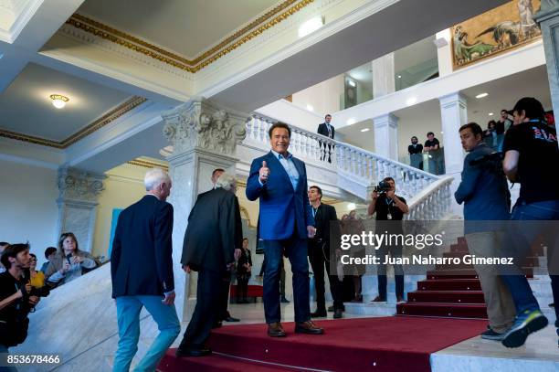 Arnold Schwarzenegger attends 'Wonders Of The Sea' premiere during 65th San Sebastian Film Festival on September 25, 2017 in San Sebastian, Spain.