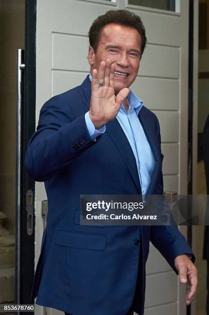 Actor Arnold Schwarzenegger attends the 'Wonder Of The Sea 3D' premiere at the Victoria Eugenia Teather during the 65th San Sebastian International...