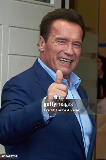 Actor Arnold Schwarzenegger attends the 'Wonder Of The Sea 3D' premiere at the Victoria Eugenia Teather during the 65th San Sebastian International...