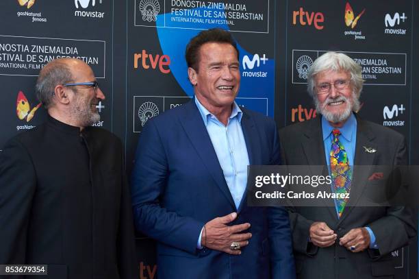 Actor Arnold Schwarzenegger attends the 'Wonder Of The Sea 3D' premiere at the Victoria Eugenia Teather during the 65th San Sebastian International...