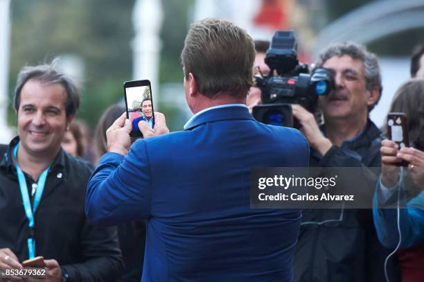 Actor Arnold Schwarzenegger attends the 'Wonder Of The Sea 3D' premiere at the Victoria Eugenia Teather during the 65th San Sebastian International...