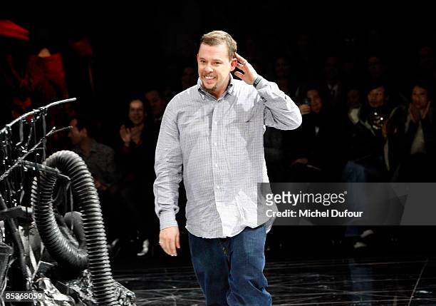Alexander McQueen walks the runway at the Alexander McQueen Ready-to-Wear A/W 2009 fashion show during Paris Fashion Week at POPB on March 10, 2009...