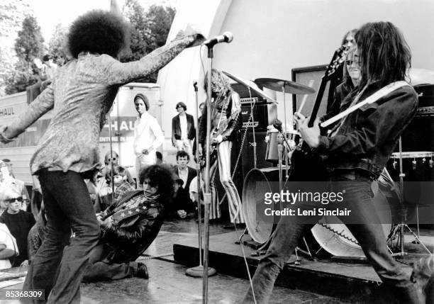 The rock group MC5 perform live at West Park in 1969 in Ann Arbor, Michigan.