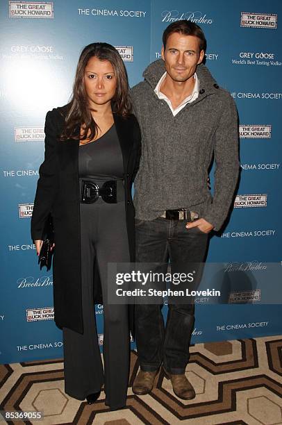 Model Alex Lundqvist and Keytt Lundqvist attend The Cinema Society and Brooks Brothers screening of "The Great Buck Howard" at the Tribeca Grand...