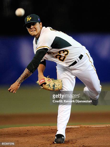 Travis Blackley of Australia pitches during the first inning of the game during the 2009 World Baseball Classic Pool B match on March 10, 2009 at the...
