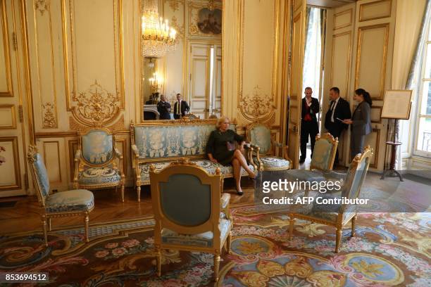 Evelyne Richard, employee for press organization since 1969 at the Elysee is pictured ina lounge of the Elysee palace on September 25, 2017 in Paris....