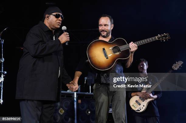 Stevie Wonder and Dave Matthews perform at "A Concert for Charlottesville," at University of Virginia's Scott Stadium on September 24, 2017 in...