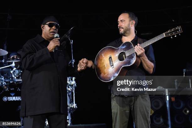 Stevie Wonder and Dave Matthews perform at "A Concert for Charlottesville," at University of Virginia's Scott Stadium on September 24, 2017 in...