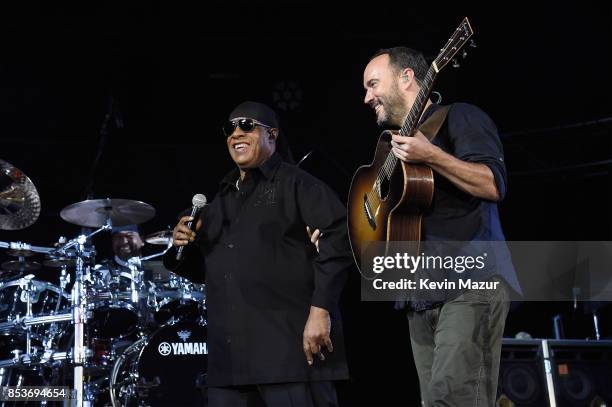 Stevie Wonder and Dave Matthews perform at "A Concert for Charlottesville," at University of Virginia's Scott Stadium on September 24, 2017 in...