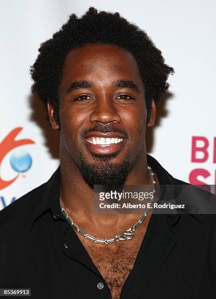 Player/TV host Dhani Jones arrives at the premiere of The Travel Channel's "Bridget's Sexiest Beaches" held at the Playboy Mansion on March 10, 2009...