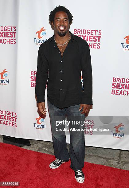 Player/TV host Dhani Jones arrives at the premiere of The Travel Channel's "Bridget's Sexiest Beaches" held at the Playboy Mansion on March 10, 2009...