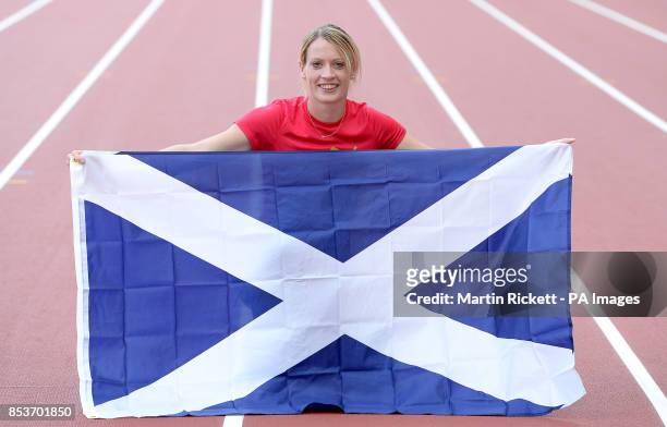 Scotland's Eilidh Child poses for photographs, during a photocall at the Hampden Park, Glasgow.