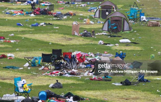 Rubbish at one of the T in the Park music festival campsites at Balado in Kinross-shire as the event will move to Strathallan Castle estate in...