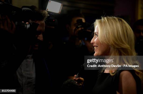 Gillian Anderson attends the opening night of the fifth edition of the London Indian Film Festival at Cineworld, Haymarket, London, for its opening...
