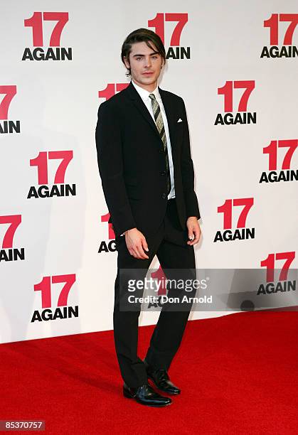 Zac Efron attends the Sydney premiere of "17 Again" at Hoyts Cinema at the Entertainment Quarter on March 11, 2009 in Sydney, Australia.