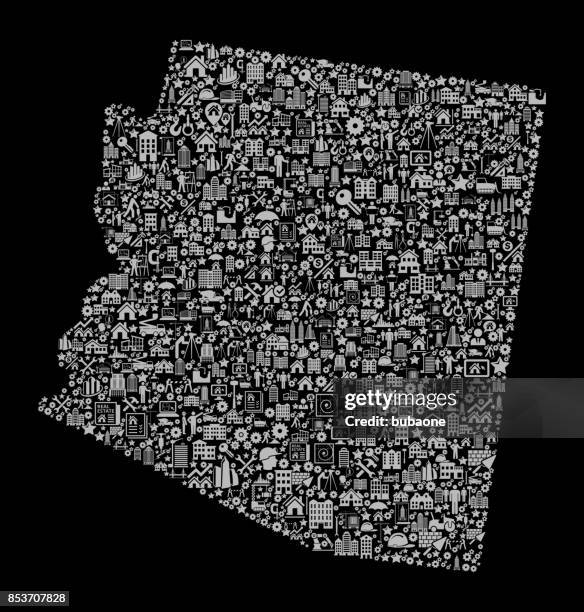 arizona construction industry vector icon pattern - hard hat tablet stock illustrations
