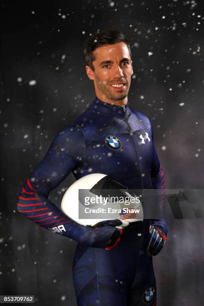 Skeleton racer Matt Antoine poses for a portrait during the Team USA Media Summit ahead of the PyeongChang 2018 Olympic Winter Games on September 25,...
