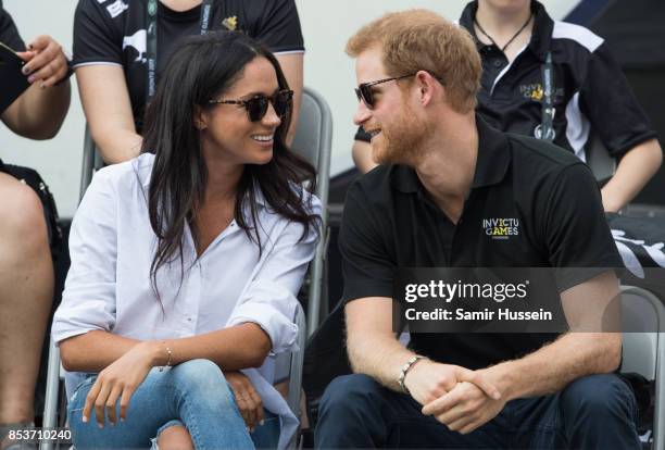 Meghan Markle and Prince Harry appear together at the wheelchair tennis on day 3 of the Invictus Games Toronto 2017 on September 25, 2017 in Toronto,...