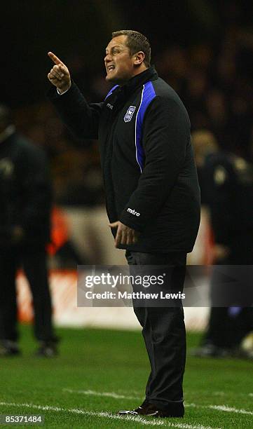 Jim Magilton, manager of Ipswich Town gives out instructions during the Coca-Cola Championship match between Woverhampton Wanderers and Ipswich Town...