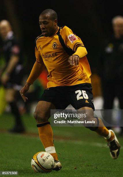 Matt Hill of Wolverhampton Wanderers runs with the ball during the Coca-Cola Championship match between Woverhampton Wanderers and Ipswich Town at...