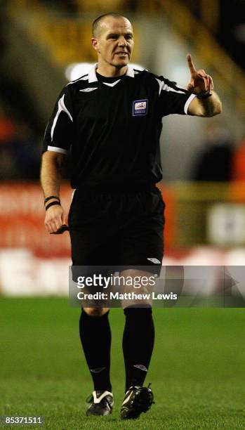 Referee Graham Salisbury during the Coca-Cola Championship match between Woverhampton Wanderers and Ipswich Town at Molineux on March 10, 2009 in...