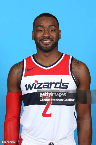 John Wall of the Washington Wizards poses for a head shot during Media Day on September 25, 2017 at Captial One Center in Washington DC. NOTE TO...