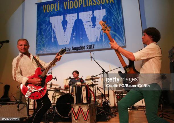 Ukrainian Band Vopli Vidopliassova play in front of an audience of 300 at the LA Ukrainian Center on September 09, 2017 in Los Angeles, California.